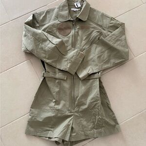 Good American Flight Suit Utility Romper - Olive Green - Size 2 Gorpcore